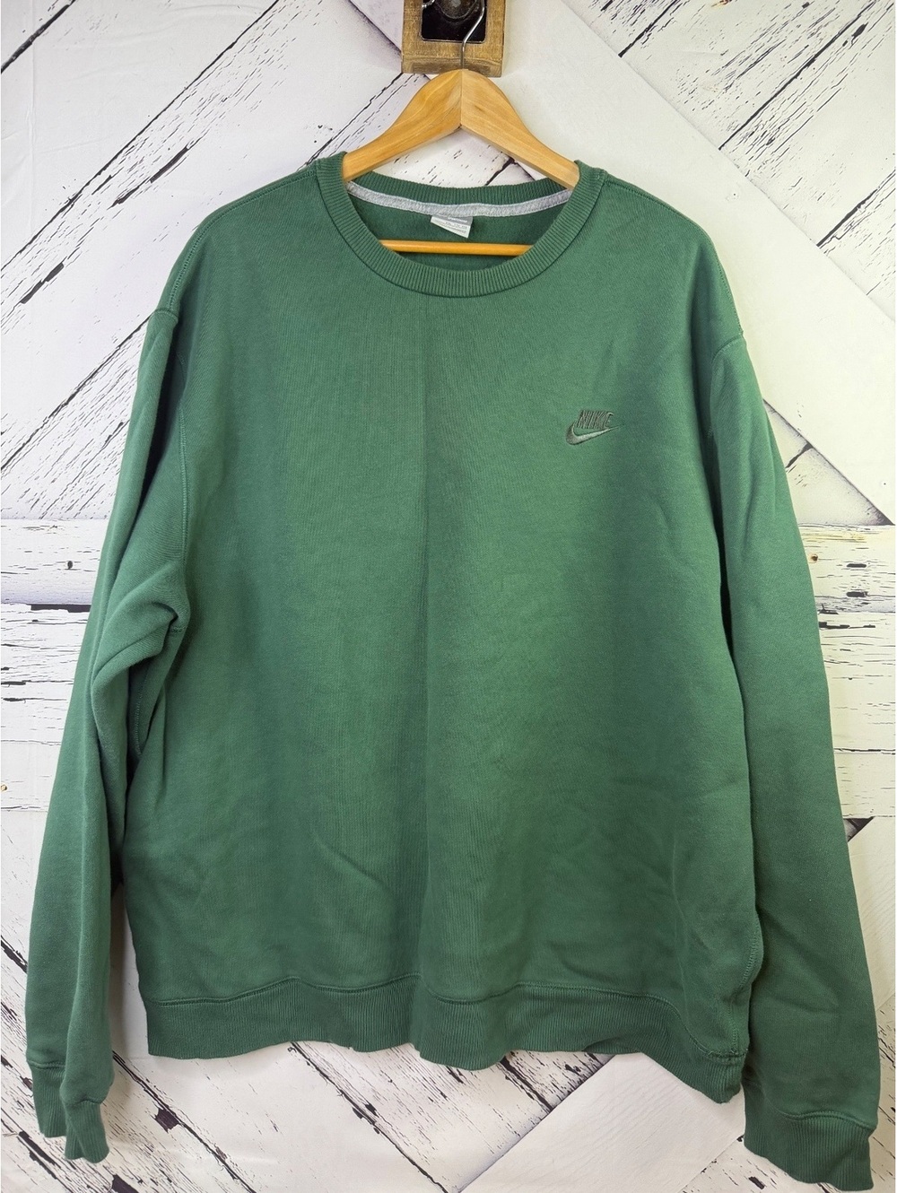 Vintage Nike Y2K Streetwear Mini Swoosh Crewneck Dark Green Sweatshirt Adult 2X